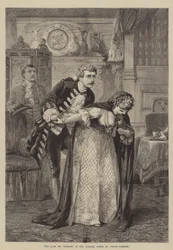 De overleden Mr. Sothern in de bibliotheekscène in David Garrick