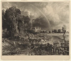Kathedraal van Salisbury vanuit de weiden: de regenboog