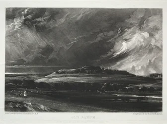 Verschillende onderwerpen van landschap, kenmerkend voor Engels landschap uit schilderijen van John Constable, R.A.: Oud Sarum