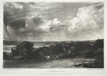Verschillende onderwerpen van landschap, kenmerkend voor Engels landschap uit schilderijen van John Constable, R.A.: Een zomerland