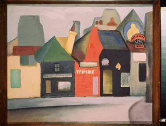 Landschap (straat van een Frans dorp met een slagerij en een banketbakkerij)