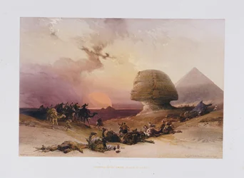Nadering van de Simoom. Woestijn van Gizeh, uit "Egypte en Nubië"