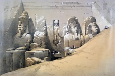 Vooraanzicht van de Grote Tempel van Abu Simbel, Nubië, 19e eeuw