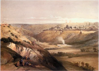 In het Heilige Land: Jeruzalem, gezien vanaf de Olijfberg (gravure)