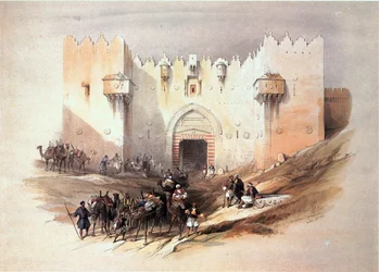 In het Heilige Land: Jeruzalem, de Damascuspoort (gravure)