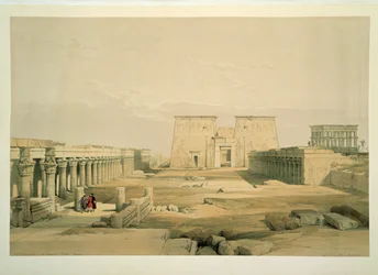 Hoofdingang van de tempel op het eiland Philae