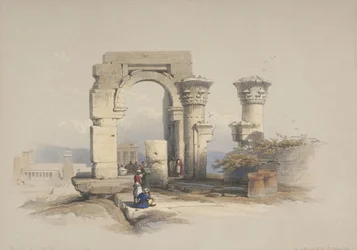 Ruïnes, tempel op het eiland Biggeh, Nubië