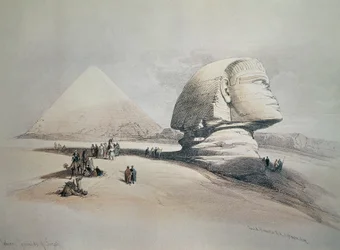 Sfinx bij Gizeh. Lithografie