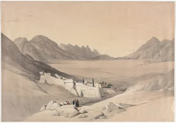 Het Klooster van St. Catherine, Berg Sinaï, Kijkend naar de Vlakte van het Kamp
