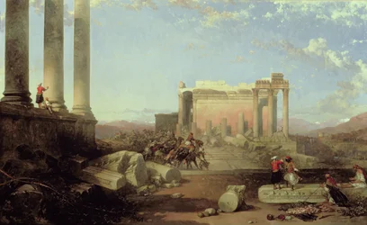 De ruïnes van de Tempel van de Zon in Baalbek, 1861
