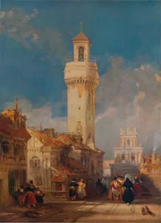 De Toren van de Kerk van San Nicolás de la Villa, Córdoba, 1834