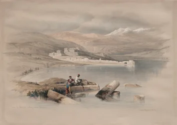 Stad Tiberias kijkend naar Libanon, 1839