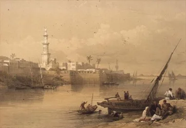 Uitzicht op de Nijl, veerboot naar Giza, uit "Egypte en Nubië", Vol.3