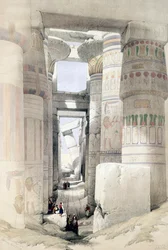 Uitzicht door de Zuilenhal, Karnak, Egypte