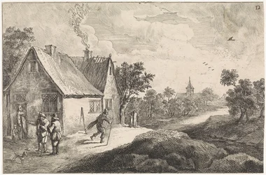 Boerengehucht met figuren