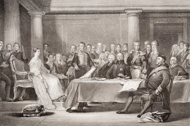 Eerste Raad van Koningin Victoria, Kensington Palace, 21 juni 1837, uit `Illustrations of English and Scottish History