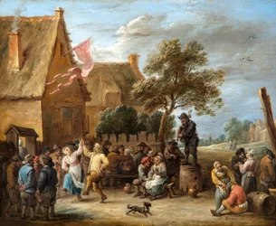 Een dorpsfeest bij een herberg