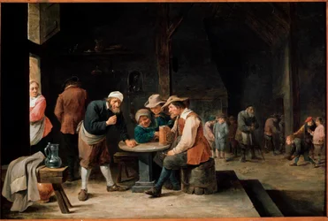 Bierdrinkers. Schilderij door David Teniers II, de jonge (1610-1690). Olieverf op doek