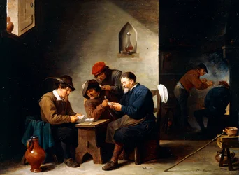 Boeren aan het kaarten in een huisje, ca. 1644-45