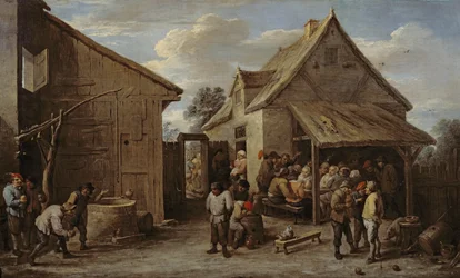 De binnenplaats van een herberg