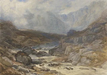 Welsh Berglandschap met Stortvloed