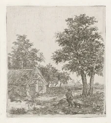 Jager in een landschap