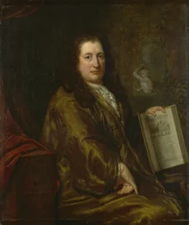Portret van Caspar Commelin, boekverkoper, krantenuitgever en auteur van de officiële geschiedenis van Amsterdam 