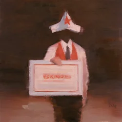 Robert Filliou 36 (Verboden), 2024 (olieverf op linnen)