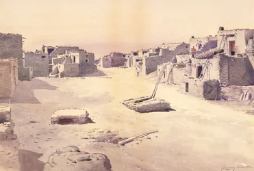 Straat in het Pueblo van Oraibi, Tusayan, Arizona, 1888