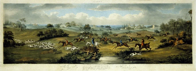 Vossenjacht, plaat 2, gegraveerd door Thomas Sutherland, 1817