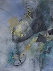 Glinsterend blauw-goud abstract