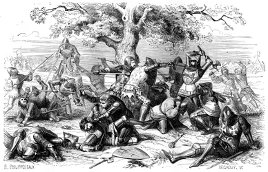 Dertig Franse ridders vechten tegen de Engelsen, Bretagne, Frankrijk