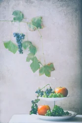 Stilleven met geoogst fruit