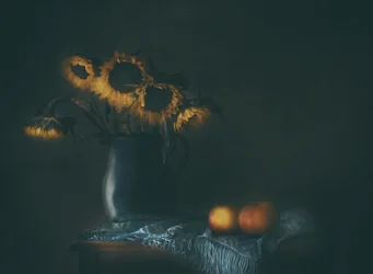 Stemmige zonnebloemen en appels