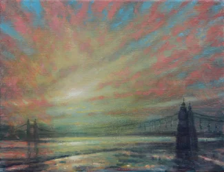 Zonsondergang bij Hammersmith Bridge