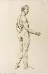 Studie van een mannelijke figuur, ca. 1906-07 (zwart krijt op papier)