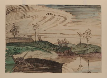 Aan de Bsura Rivier, Polen, ca. 1915