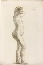 Studie van een vrouwenfiguur, ca. 1906-07 (zwart krijt op papier)