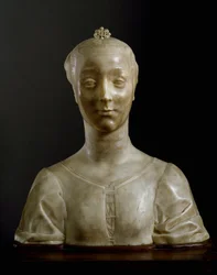 Buste van een jonge dame. Marmeren sculptuur van Desiderio da Settignano (ca. 1430-1464). Afmetingen: 146 cm. Florence, Museo Nazionale del Bargello