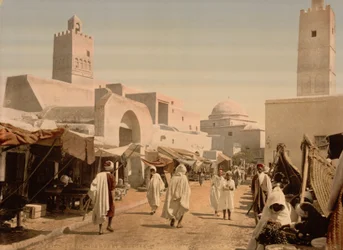 Een moskee in de hoofdstraat, Kairwan, Tunesië, ca. 1899