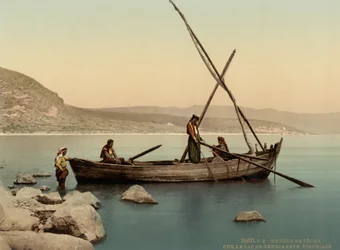 Vissersboot op het meer, Tiberias, Heilig Land, c.1890-1900
