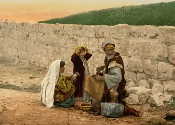 Rondtrekkende schoenmaker van Jeruzalem, Heilig Land, c.1890-c.1900