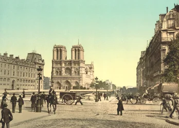 Notre Dame en St. Michael Brug, Parijs, Frankrijk, ca. 1900