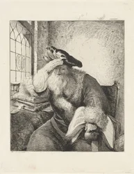 Grijsaard aan het venster