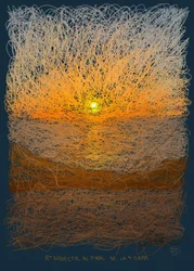 Zonsondergang aan het einde van de aarde, 2022 (digitaal kunstwerk gemaakt op iPad)