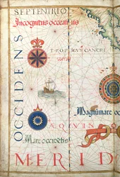 Centraal-Amerika en de Stille Oceaan, detail uit een wereldatlas, 1565