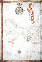 Italië, Griekenland en de Cycladen, detail uit een wereldatlas, 1565