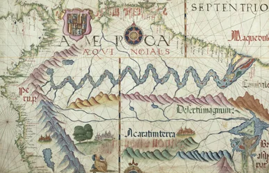 Noordelijk Zuid-Amerika, detail uit een wereldatlas, 1565