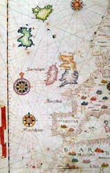 De Britse Eilanden, Iberië en Noordwest-Afrika, detail uit een wereldatlas, 1565