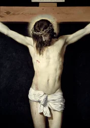 Christus gekruisigd (detail). Schilderij door Diego Rodriguez de Silva y Velasquez (1599-1660)